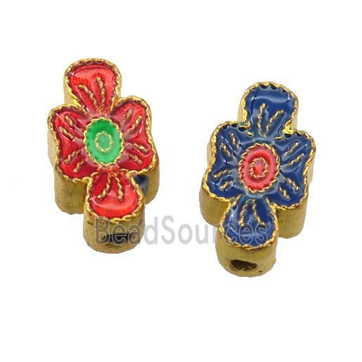 enamel alloy beads, gold plated