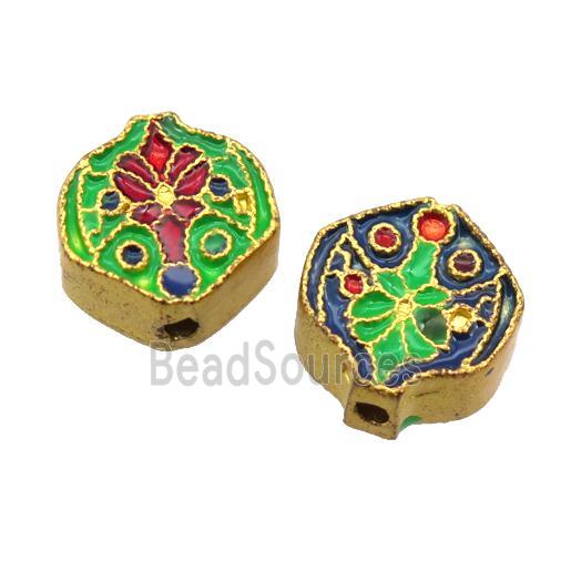 enamel alloy beads, gold plated