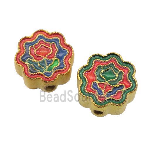 enamel alloy beads, gold plated