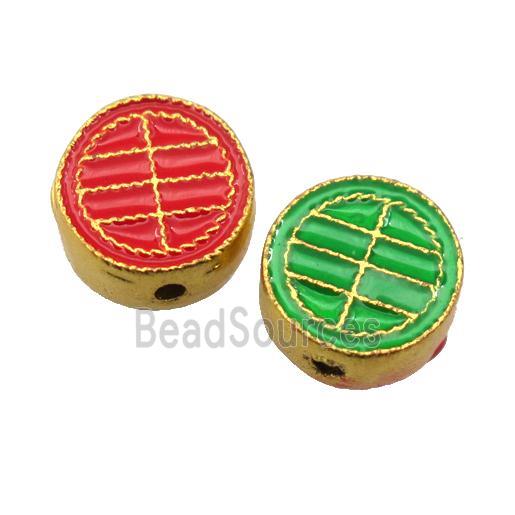 enamel alloy beads, gold plated