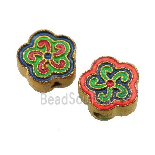 enamel alloy beads, gold plated