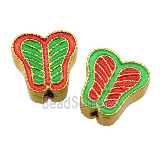 enamel alloy beads, fan, gold plated