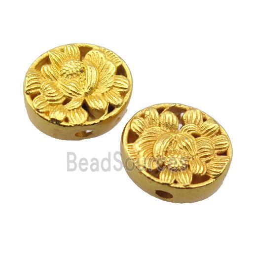 alloy beads, circle, flower, duck gold