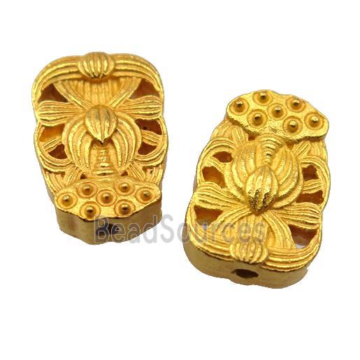 alloy flower beads, duck gold