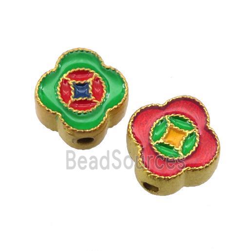 enamel alloy beads, gold plated