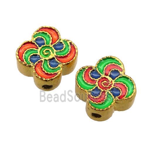 enamel alloy beads, gold plated