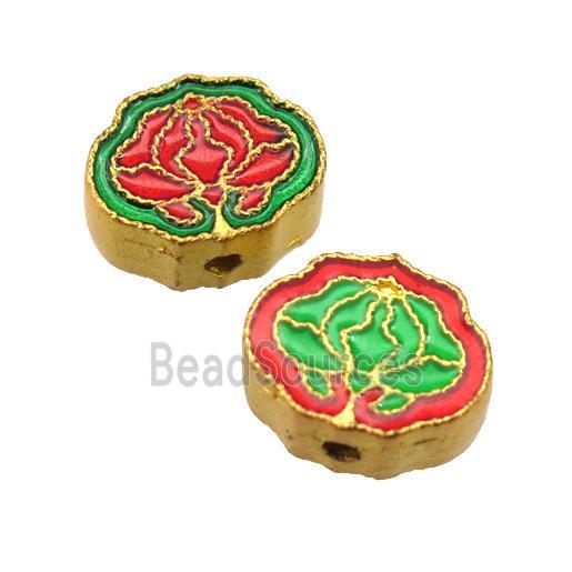 enamel alloy beads, gold plated