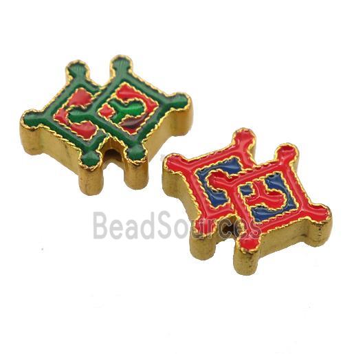 enamel alloy beads, gold plated