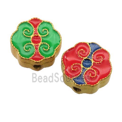 enamel alloy beads, gold plated