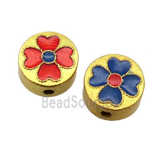 enamel alloy beads, gold plated