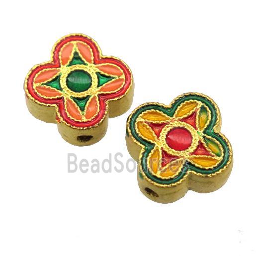 enamel alloy beads, gold plated