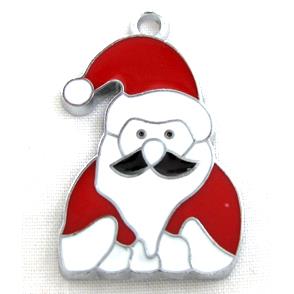 Santa claus pendant, Enamel, alloy, platinum plated