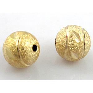 stardust beads, copper, gold plated, round, matte