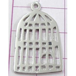 Platinum Plated Bird Cage Pendant, copper, Nickel Free