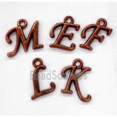 alphabet pendant, mixed letter, antique rose copper