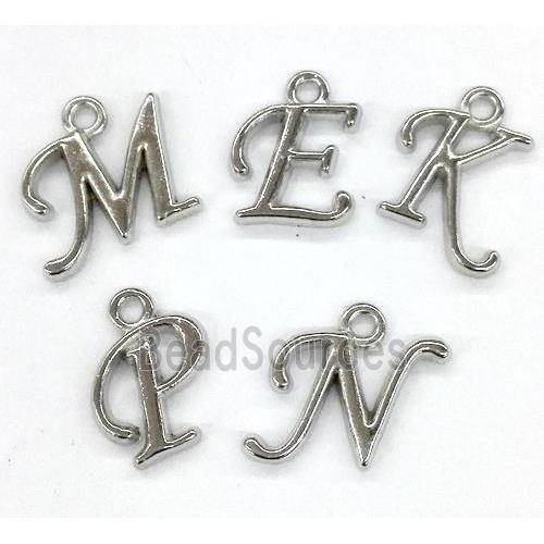 alphabet pendant, mixed letter, platinum plated