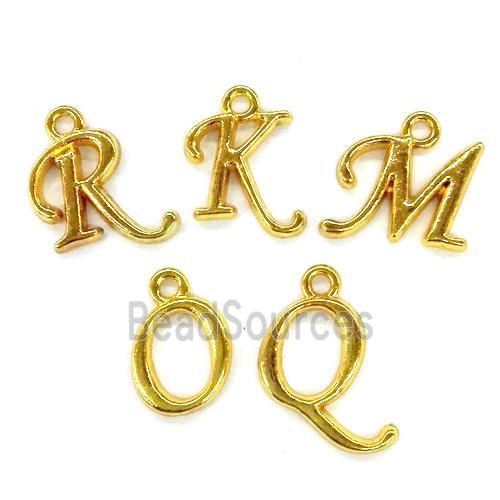 alphabet pendant, mixed letter, gold plated