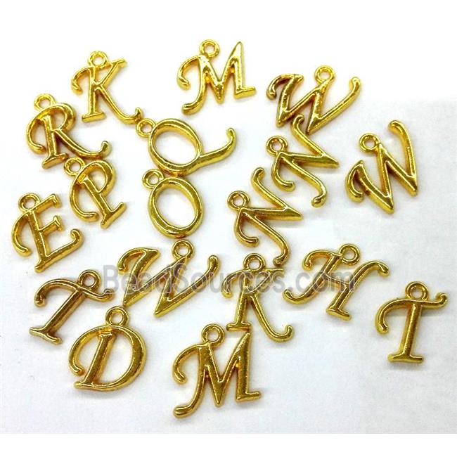 alphabet pendant, mixed letter, gold plated