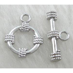 Toggle Clasp, alloy, platinum plated, Lead Free, Nickel Free