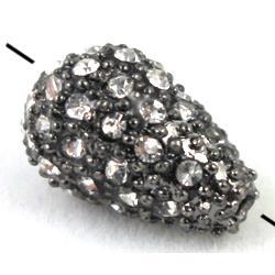 rhinestone pave beads, black alloy teardrop spacer for bracelet