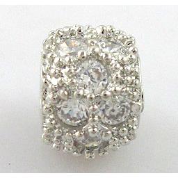 alloy bead with zircon, rondelle, platinum plated