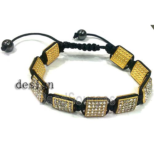 bracelet spacer, alloy bead with rhinestone, platinum plated