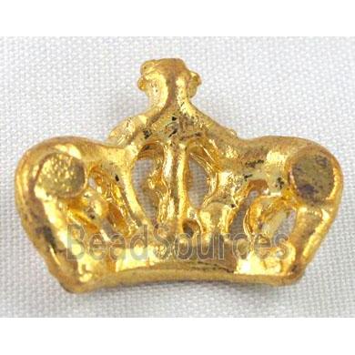 Crown charm with rhinestone, alloy, gold plated