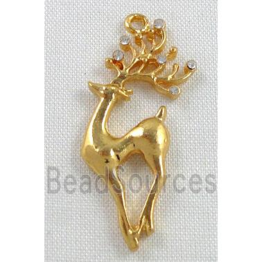 alloy pendant with rhinestone, Wapiti, gold