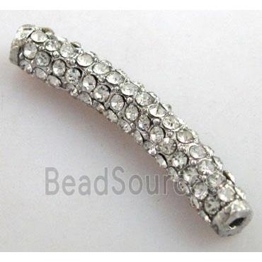 bracelet bar spacer ture with rhinestone, platinum plated