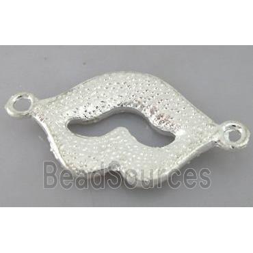 Bracelet bar, alloy connector with rhinestone, silver plated