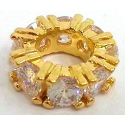 copper bead with zircon, gold