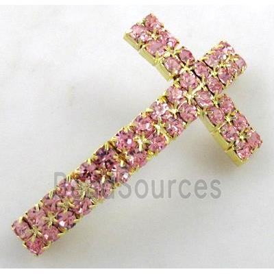 Bracelet bar, cross, copper tube with rhinestone