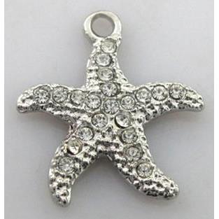 starfish alloy pendants with rhinestone