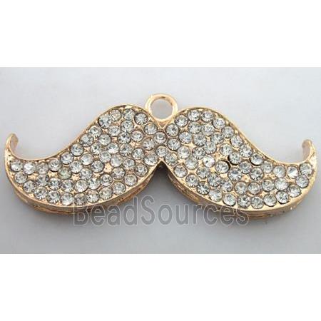 alloy Mustache pendants pave rhinestone rose gold