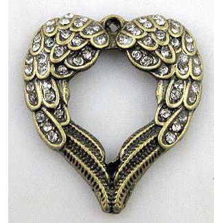 alloy pendant with rhinestone, bronze