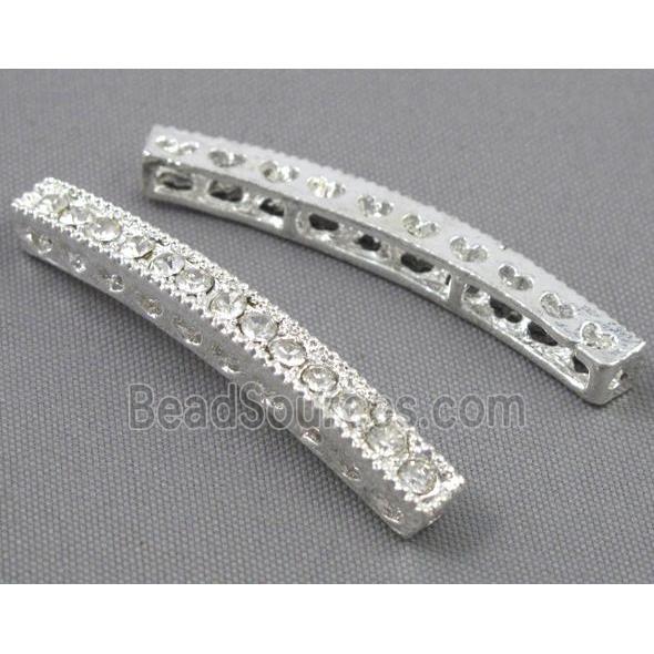 bracelet bar, alloy with Rhinestone, silver plated