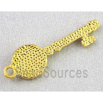 alloy pendant with rhinestone, key, gold