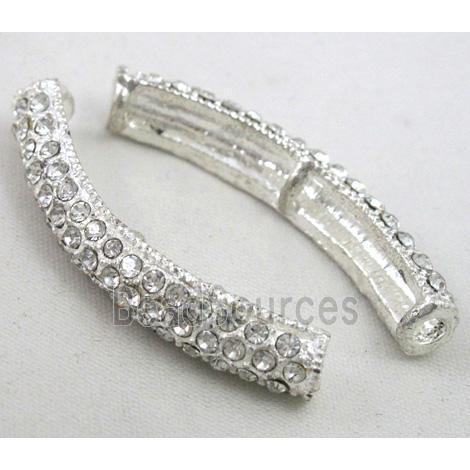 bracelet bar, alloy with Rhinestone, silver plated