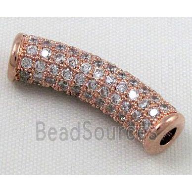 bracelet bar, copper bead with zircon rhinestone, red copper