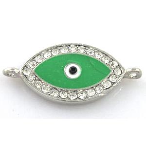 evil eye bracelet bar, enamel alloy with Rhinestone, platinum plated