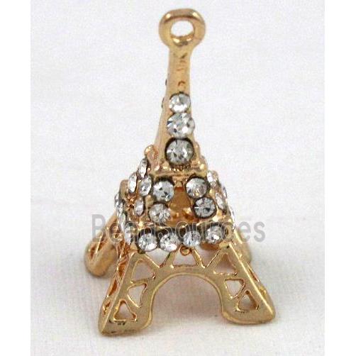 alloy pendant with rhinestone, gold plated