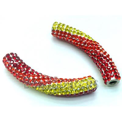 polymer clay paved rhinestone, curved sideways