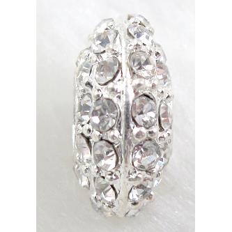 alloy bead with rhinestone, silver plated