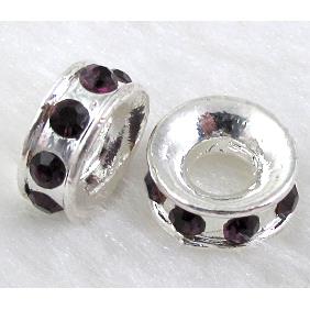 alloy bead with rhinestone, silver plated