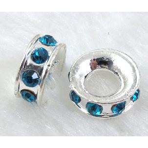 alloy bead with rhinestone, platinum plated