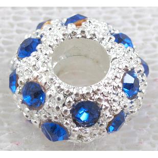 alloy bead with rhinestone, silver plated