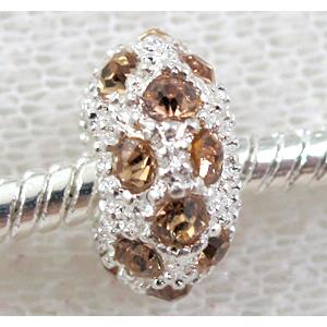 alloy bead with rhinestone, silver plated