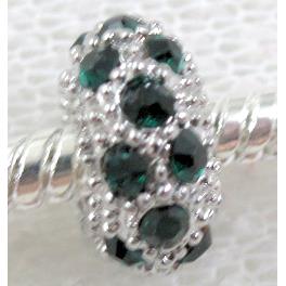 alloy bead with rhinestone, platinum plated