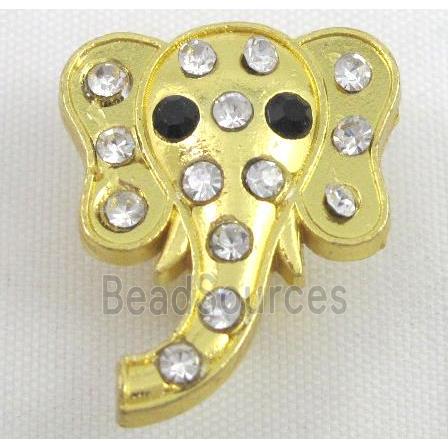 bracelet bar, alloy spacer with rhinestone, gold plated