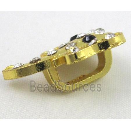 bracelet bar, alloy spacer with rhinestone, gold plated